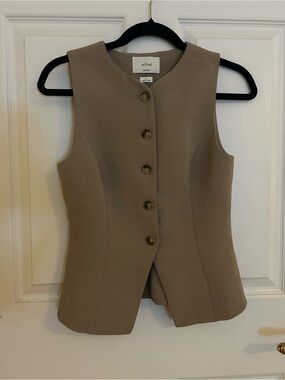 Aritzia Wilfred Taupe Button-Front top